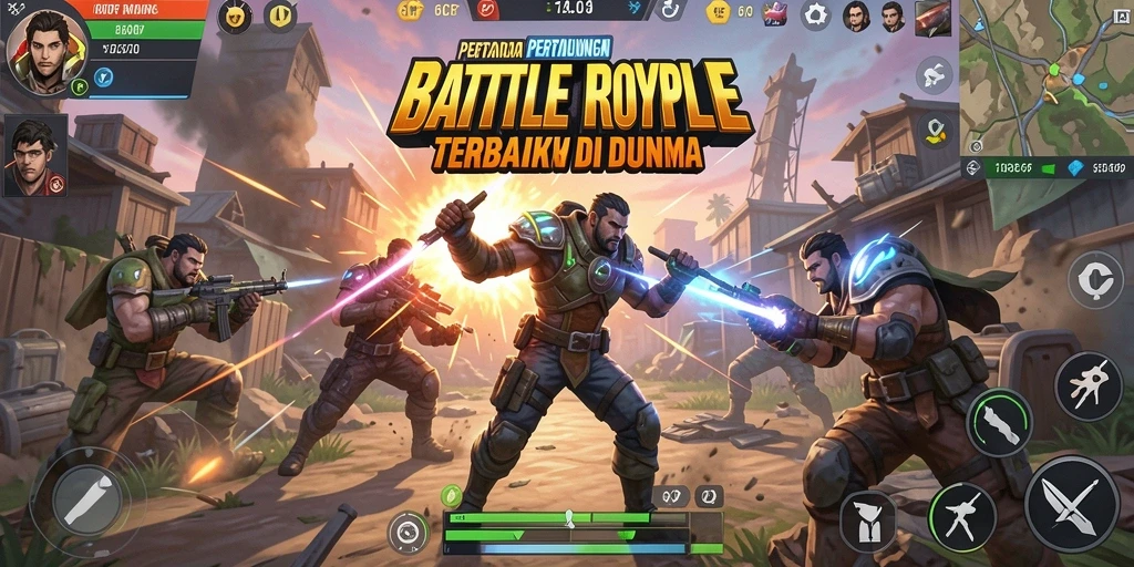 Tampilan gameplay seru dalam 6CF dengan pertempuran intens di arena Battle Royale.
