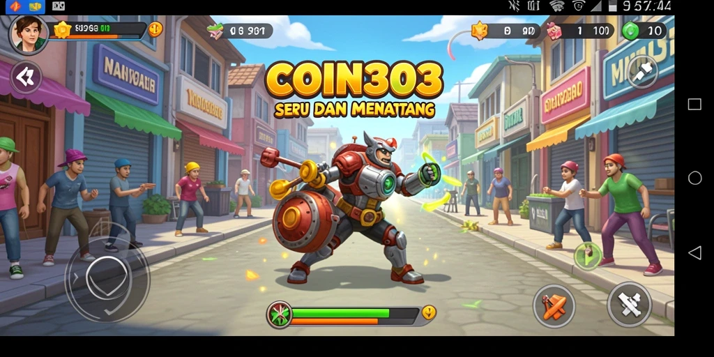 Tampilan gameplay seru dari COIN303 dengan karakter dan level yang menarik.