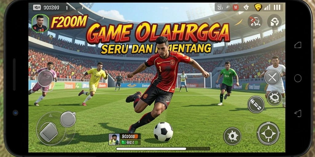 Tampilan gameplay F200M yang mendebarkan dalam arena olahraga.