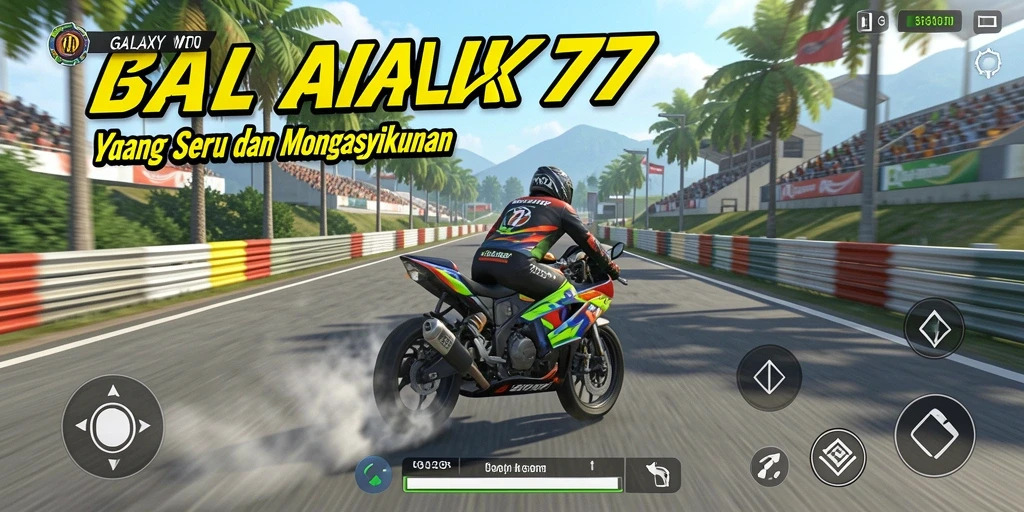 Tampilan gameplay menegangkan dengan motor balap di lintasan.