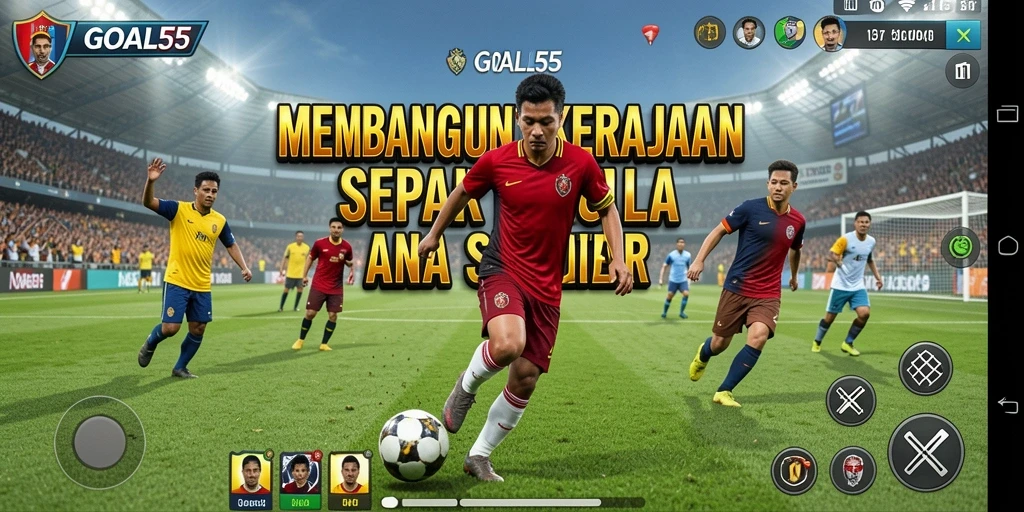 Screenshot menunjukkan manajemen tim dalam GOAL55 yang seru.