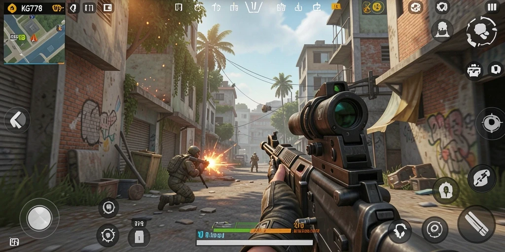 Tampilan gameplay mendebarkan dalam KG778 dengan aksi TPS.