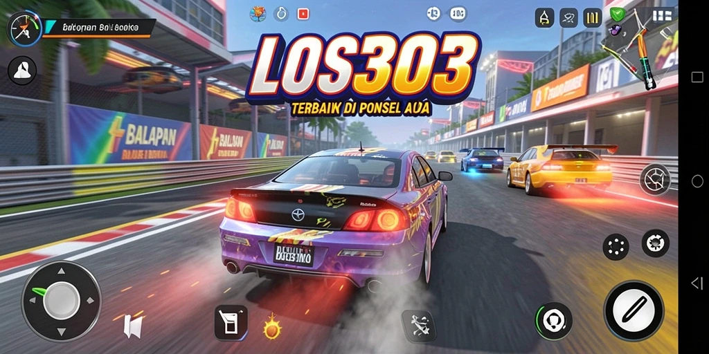 Screenshot gameplay LOS303 yang menunjukkan kecepatan balapan yang mendebarkan.
