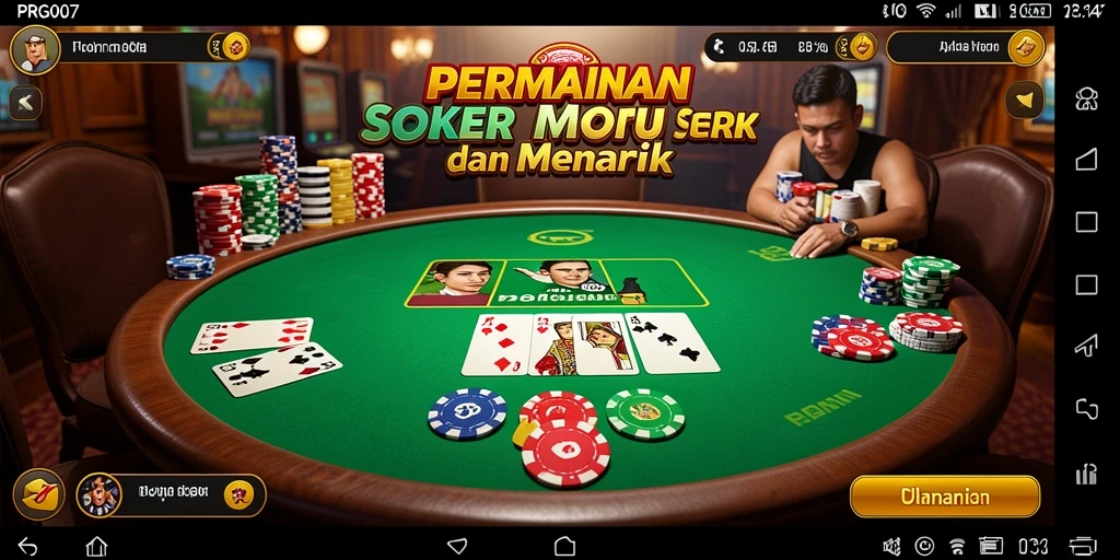 Tangkapan layar gameplay menampilkan pertandingan poker yang mendebarkan.
