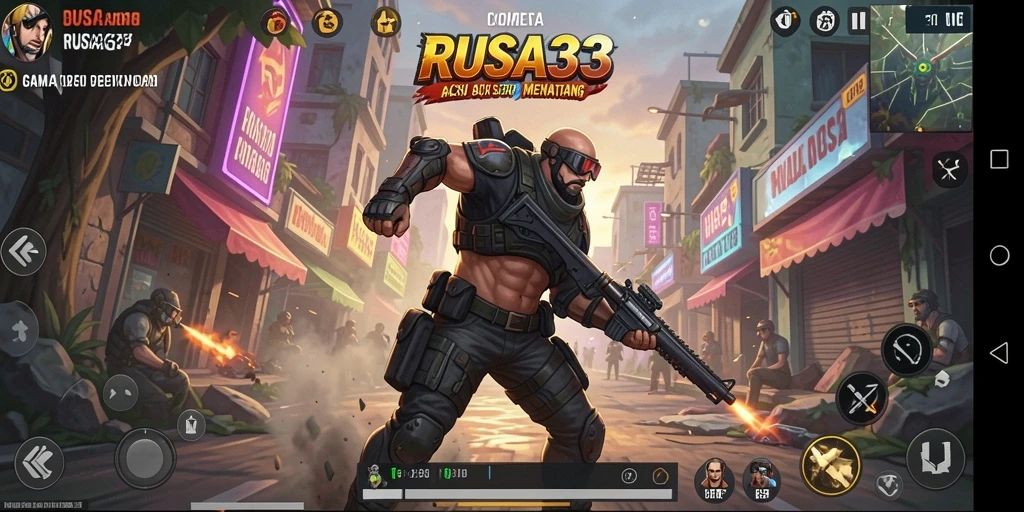 Tampilan gameplay RUSA33 dengan aksi seru dan karakter dinamis.