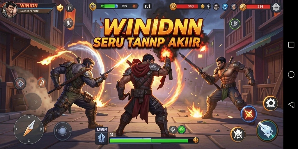 Tampilan utama gameplay seru dari WINIDN di arena pertarungan.