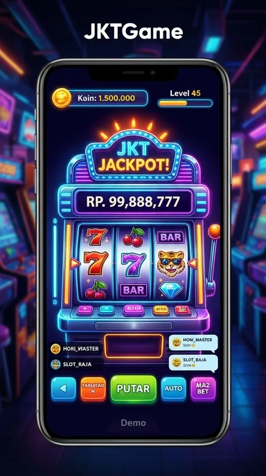 Tampilan utama aplikasi jktgame dengan fitur-fitur menarik.